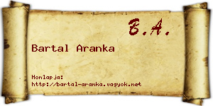 Bartal Aranka névjegykártya
